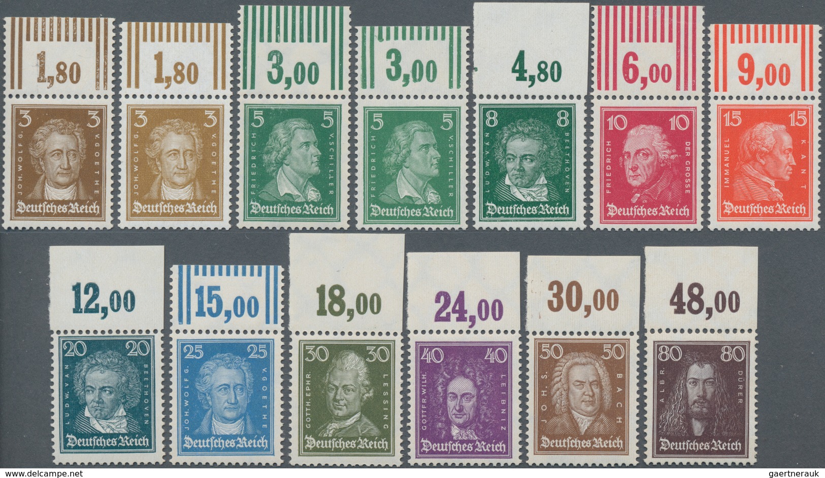 Deutsches Reich - Weimar: 1926, Freimarken: Berühmte Deutsche, 3 Pf Bis 80 Pf, Komplette Serie Von 1 - Sonstige & Ohne Zuordnung