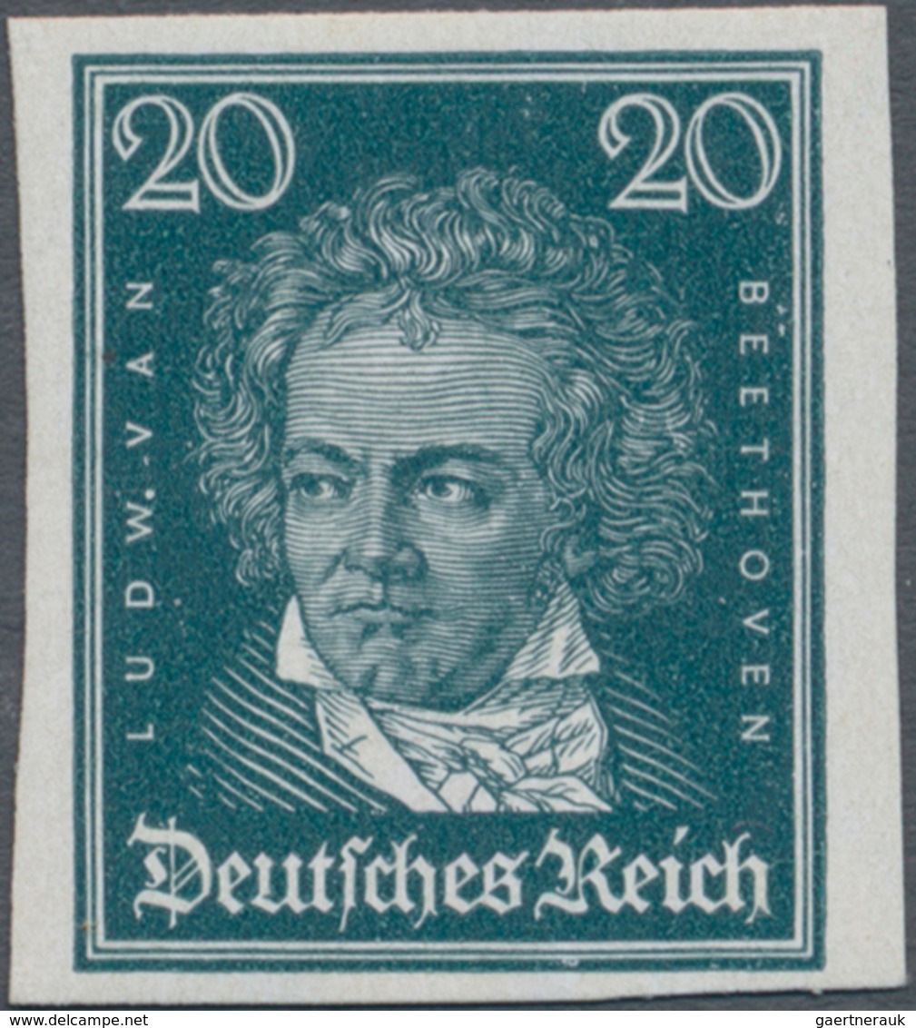 Deutsches Reich - Weimar: 1926 'Beethoven' 20 Pf. Grünlichblau, UNGEZÄHNT, In Tadellos Postfrischer - Sonstige & Ohne Zuordnung