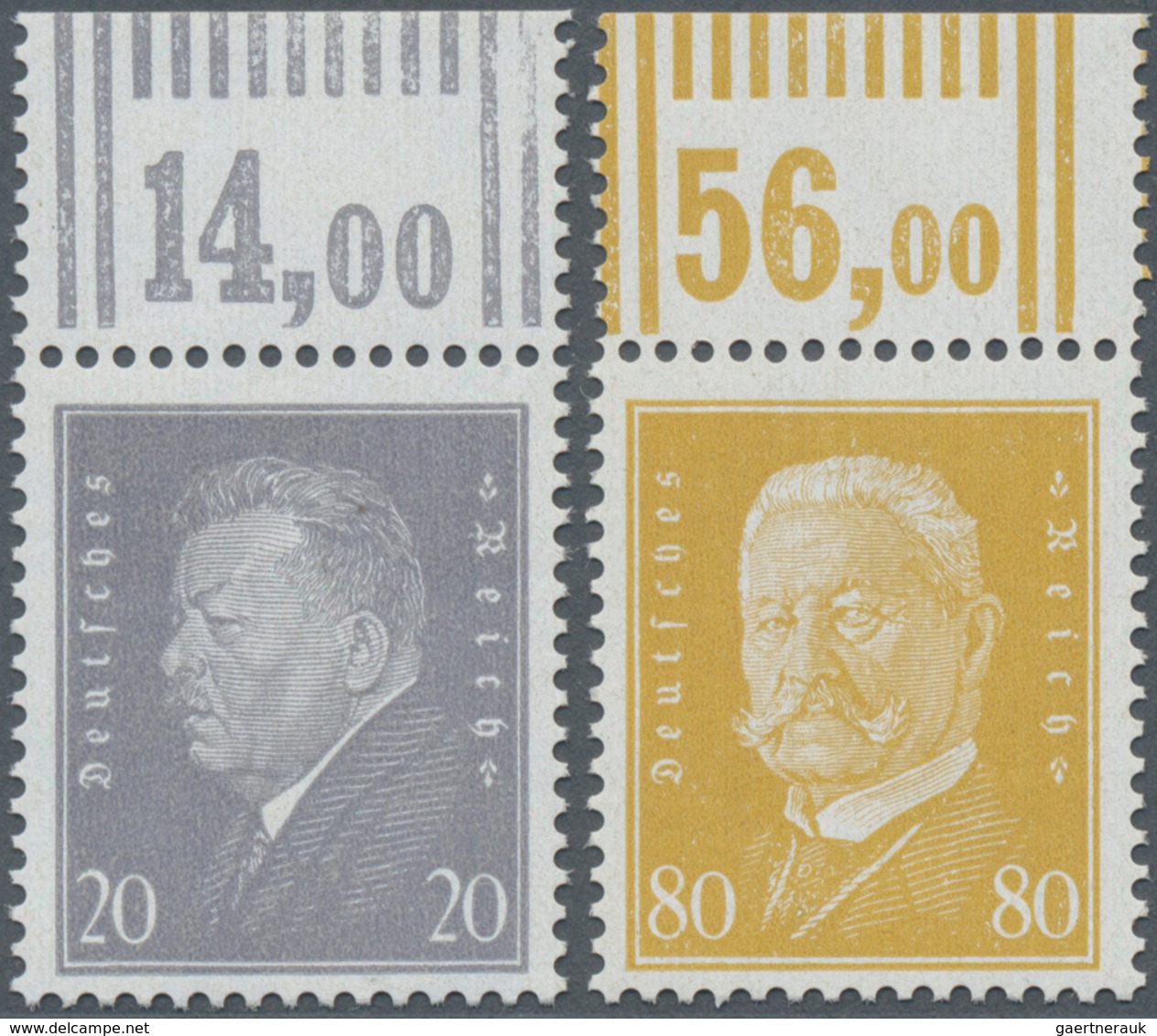 Deutsches Reich - Weimar: 1930, Freimarken: Reichspräsidenten 20 Pf Ebert Und 80 Pf Von Hindenburg, - Sonstige & Ohne Zuordnung