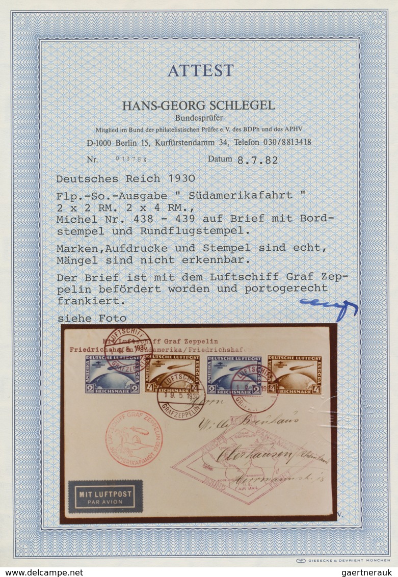 Deutsches Reich - Weimar: 1930 Zeppelin-Südamerikafahrt: Je Zweimal 2 RM Und 4 RM Auf Komplettem Wel - Altri & Non Classificati