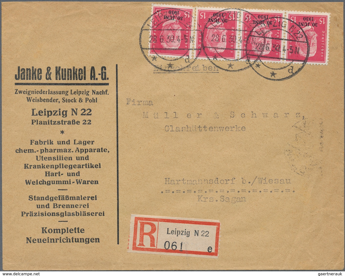 Deutsches Reich - Weimar: 1930, VORERSTTAG R-Brief "28.6.1930" 15Pfg (Mi.445) Abzug Der Allierten Be - Altri & Non Classificati