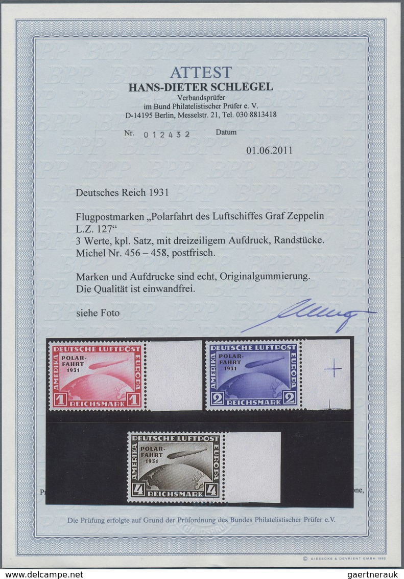 Deutsches Reich - Weimar: 1931, Polarfahrt 1 M Bis 4 M, Perfekter Unsignierter Und Ungefalteter Luxu - Andere & Zonder Classificatie