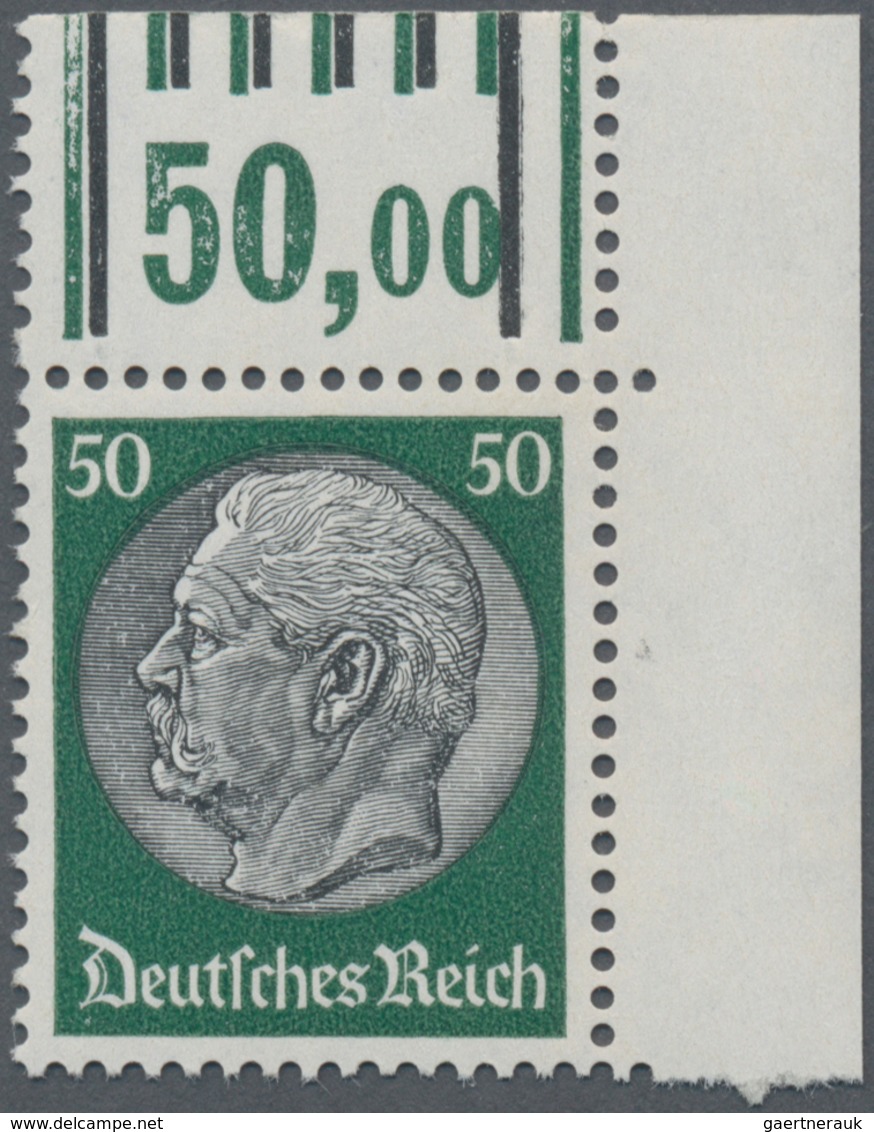 Deutsches Reich - 3. Reich: 1933, 50 Pfg. Hindenburg Vom Oberrand (Walzendruck), Ungefaltete Luxus-B - Ungebraucht