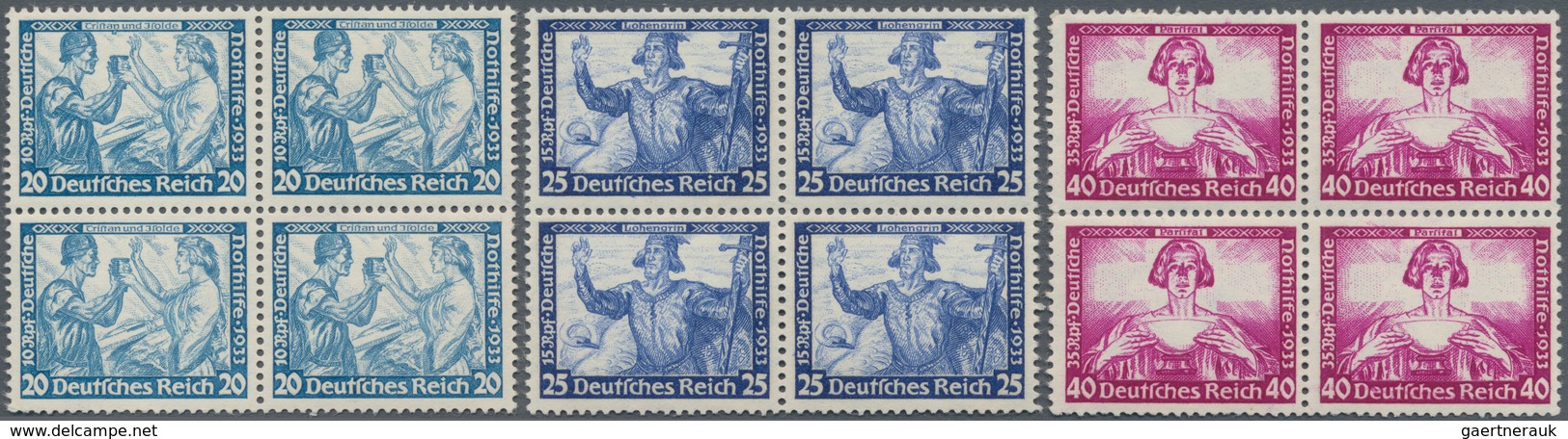 Deutsches Reich - 3. Reich: 1933, Deutsche Nothilfe Wagner, Postfrischer Viererblock Satz 9 Werte Po - Nuovi