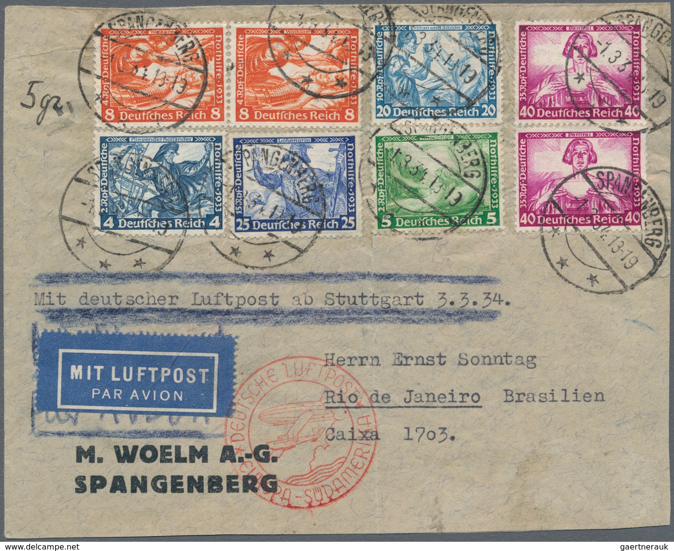 Deutsches Reich - 3. Reich: 1934, Wagner, Bunte 1.50 RM-Frankatur Incl. 20 Pfg., 25 Pfg. Und Zwei We - Nuovi