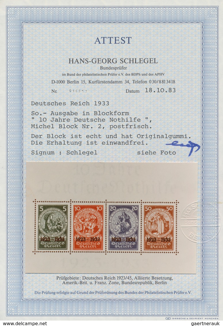 Deutsches Reich - 3. Reich: 1933 'Nothilfe'-Block In Originalgröße, Postfrisch Und In Guter Erhaltun - Ongebruikt