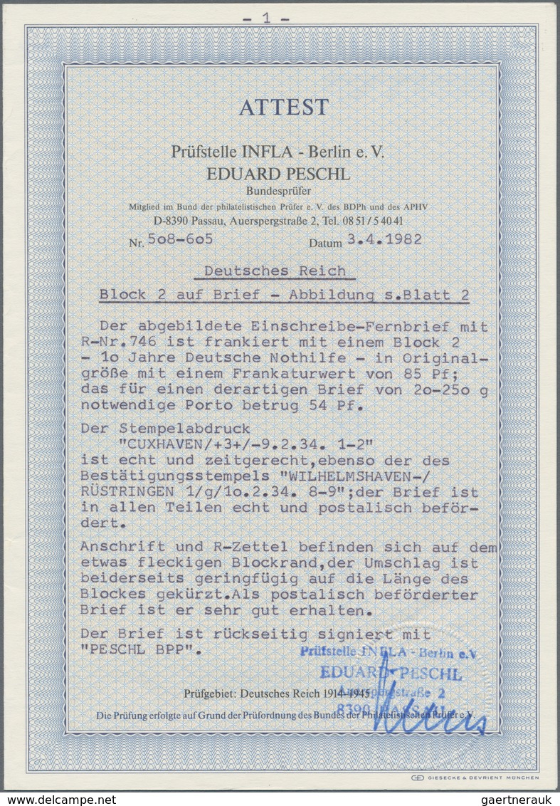 Deutsches Reich - 3. Reich: 1933, Nothilfeblock In Originalgröße, Echt Und Zeitgerecht Gestempelt CU - Ongebruikt