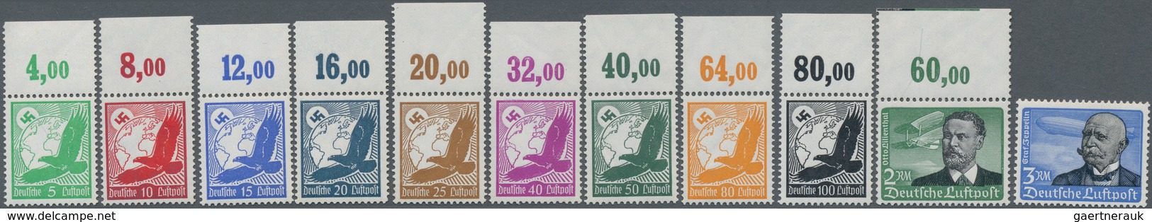 Deutsches Reich - 3. Reich: 1934, Flugpost, 5 Pfg.- 3 Mark, Kompletter Satz, Dabei 5 Pfg.-2 RM Vom O - Ongebruikt