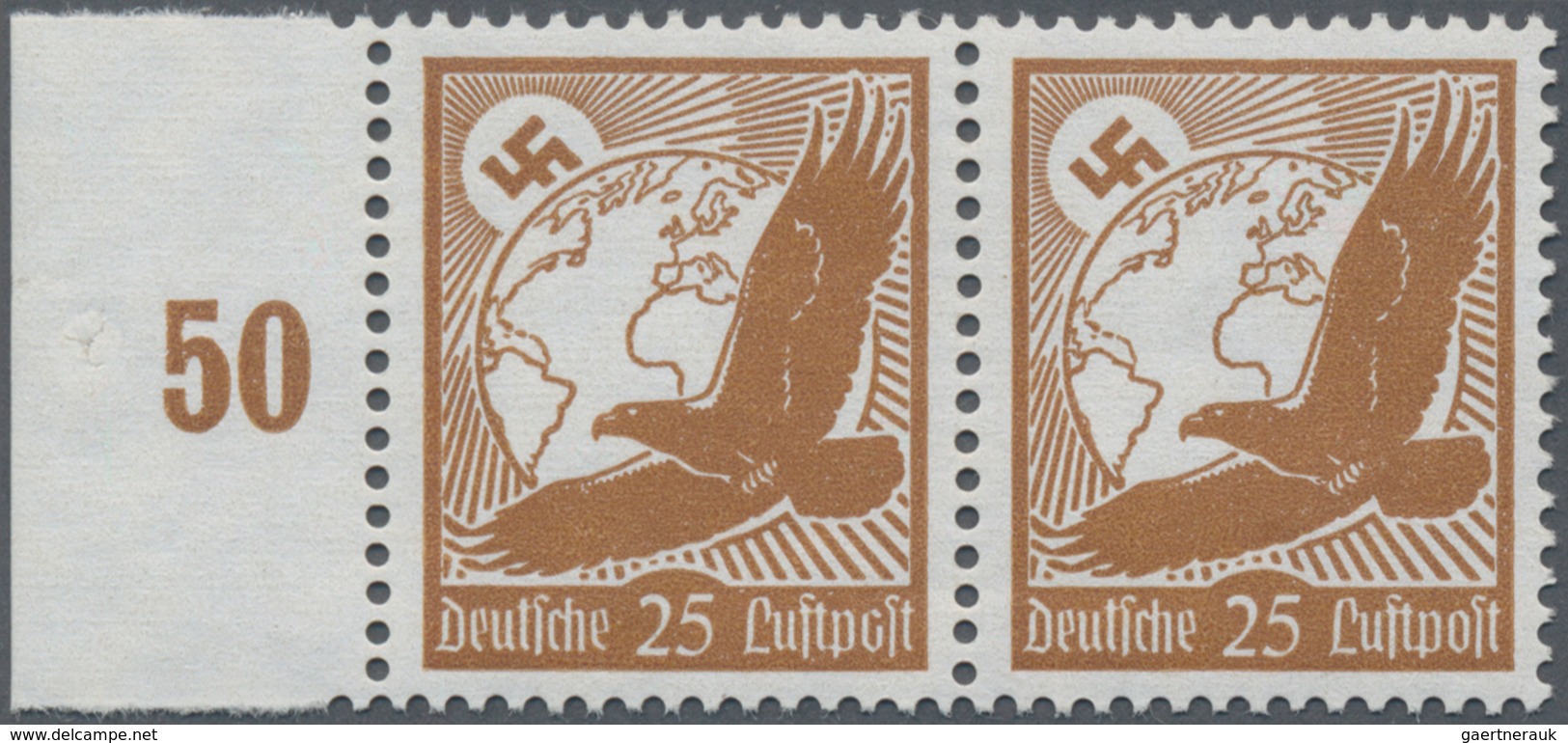 Deutsches Reich - 3. Reich: 1934, Flugpost 25 Pf. Orangebraun Mit Waagerechter Gummiriffelung Vom Li - Nuovi