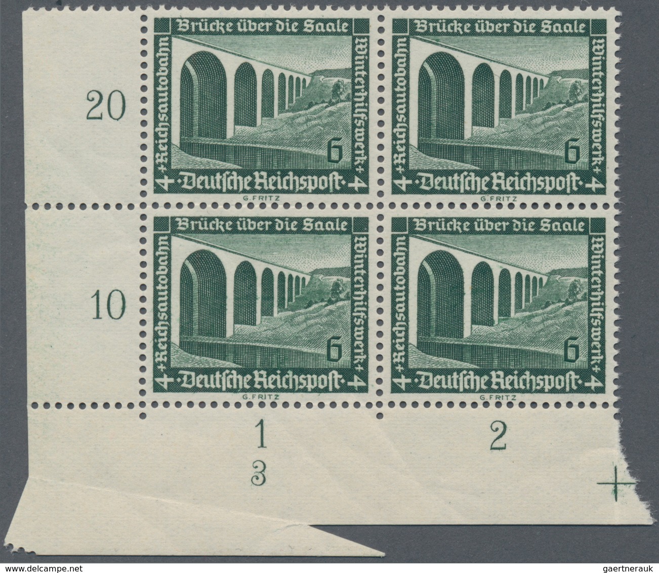 Deutsches Reich - 3. Reich: 1936, 6 Pfg. Grünschwarz WHW-Moderne Bauten Im Postfrischen Eckrand-4er- - Ongebruikt
