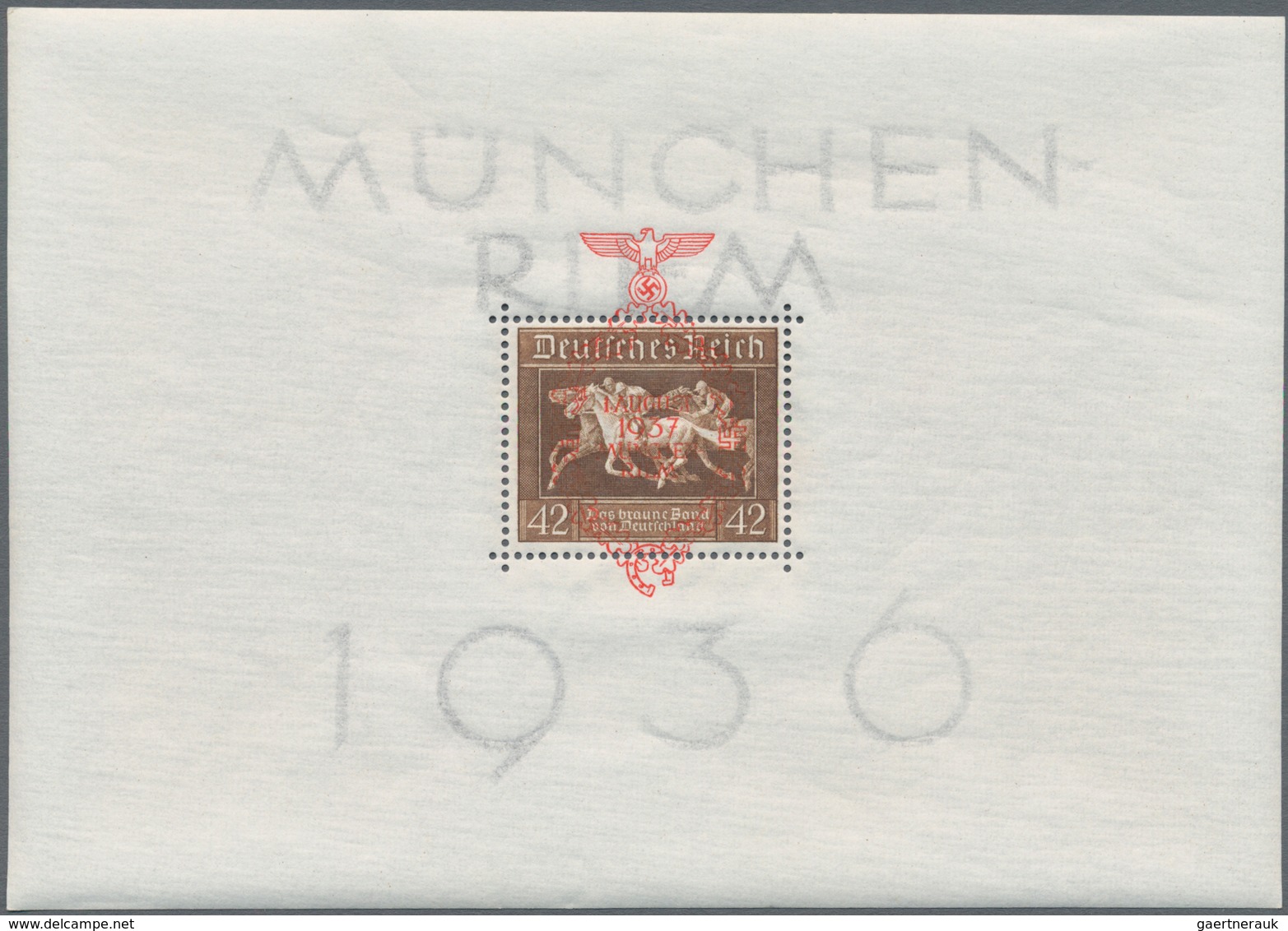 Deutsches Reich - 3. Reich: 1937, München Riem-Block Mit Aufdruck, 2 X Postfrisch U. 1 X Gestempelt, - Ongebruikt