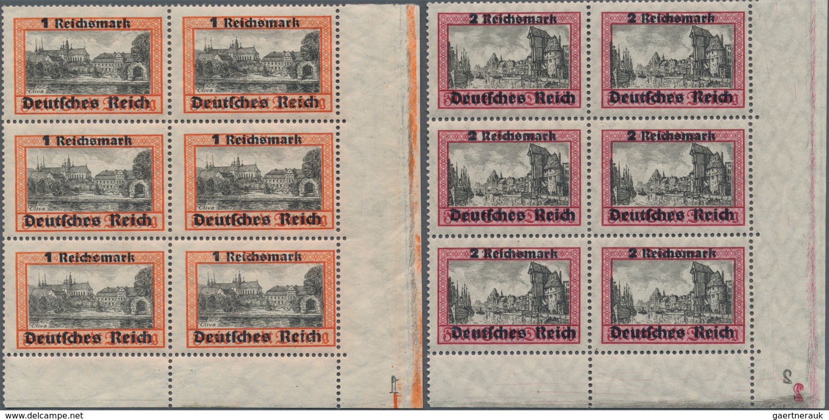 Deutsches Reich - 3. Reich: 1939, Danzig Abschied, Kpl. Satz Im Eckrand Unten Rechts, Dabei 1 RM U. - Ongebruikt