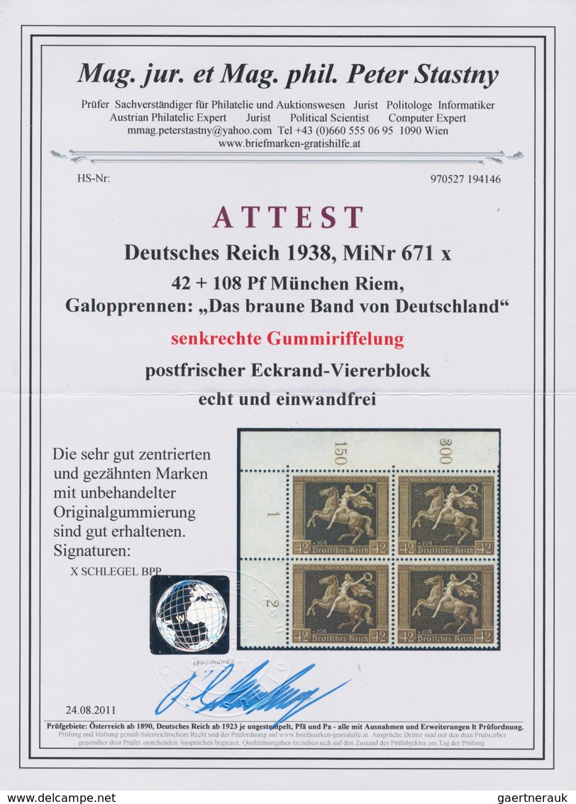 Deutsches Reich - 3. Reich: 1938, 42 + 108 Pfg. Das Braune Band Von Deutschland Mit Senkrechter Gumm - Nuovi