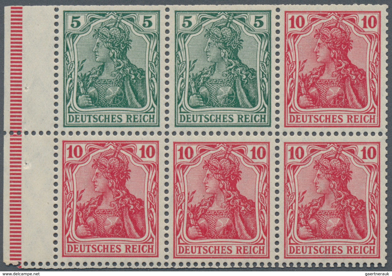 Deutsches Reich - Markenheftchenblätter: 1913, Heftchenblatt 5 Pfg. Dunkelgrün Und 10 Pf. Dunkelrotk - Postzegelboekjes