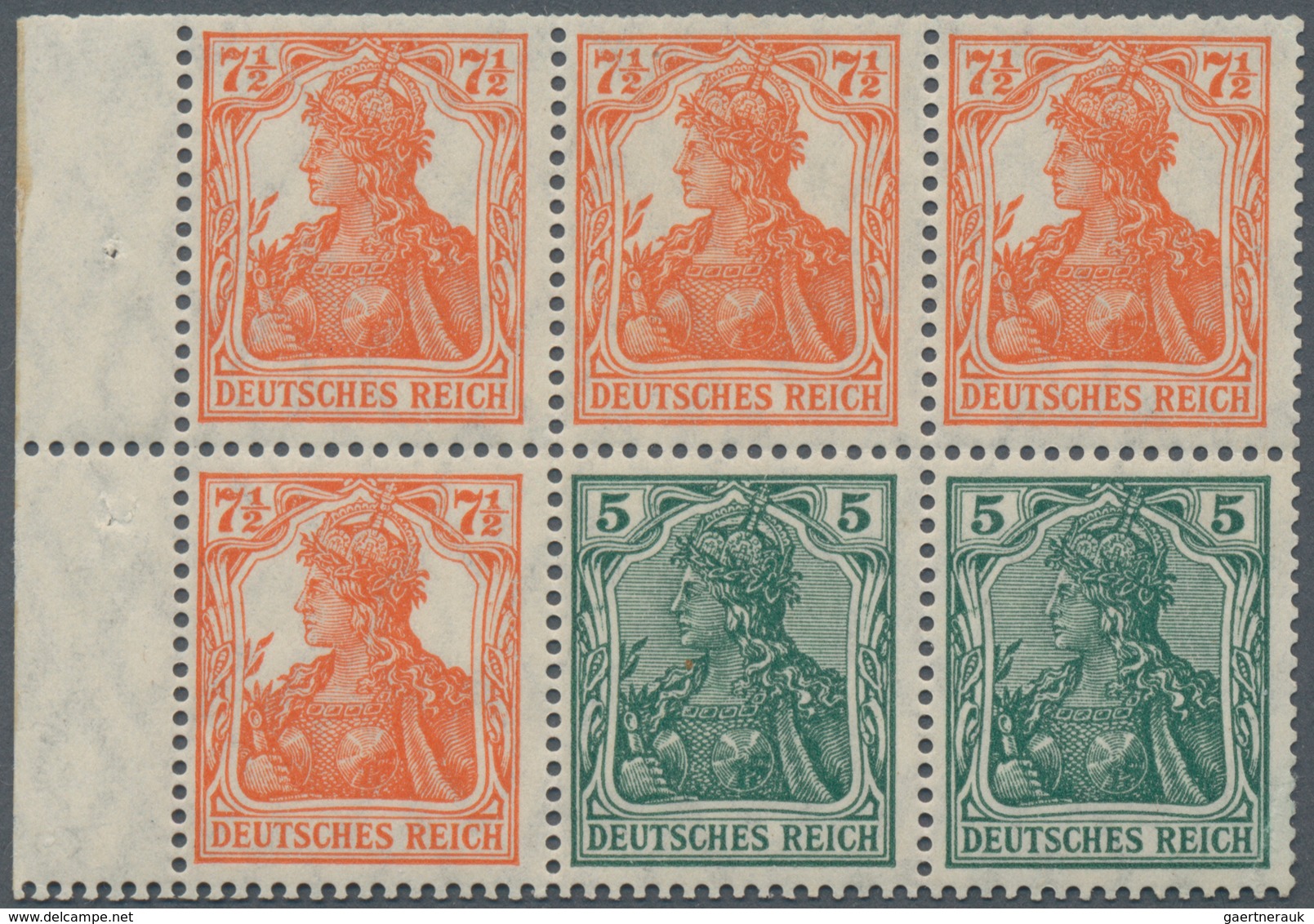Deutsches Reich - Markenheftchenblätter: 1918, Heftchenblatt 5 + 7 ½ Pfg. Germania Postfrisch, Durch - Markenheftchen