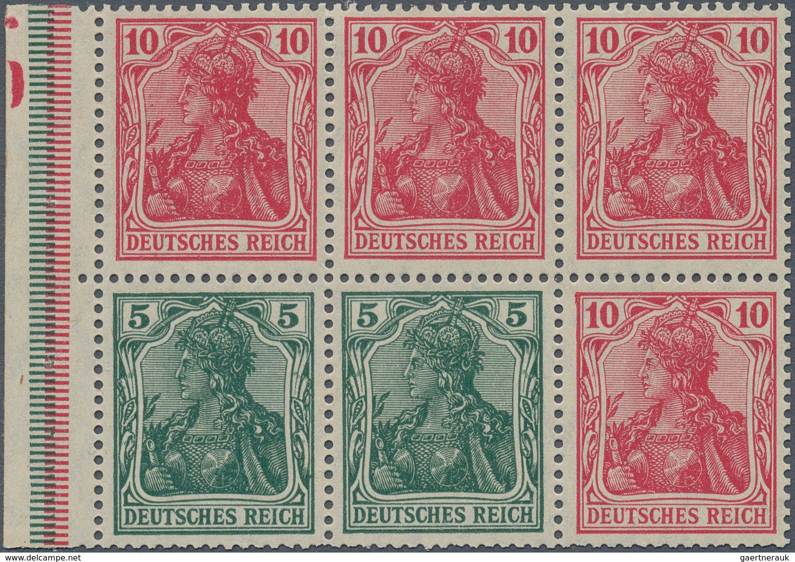 Deutsches Reich - Markenheftchenblätter: 1920, Heftchenblatt 5 Pfg. Dunkelopalgrün + 10 Pfg Rosarot - Carnets