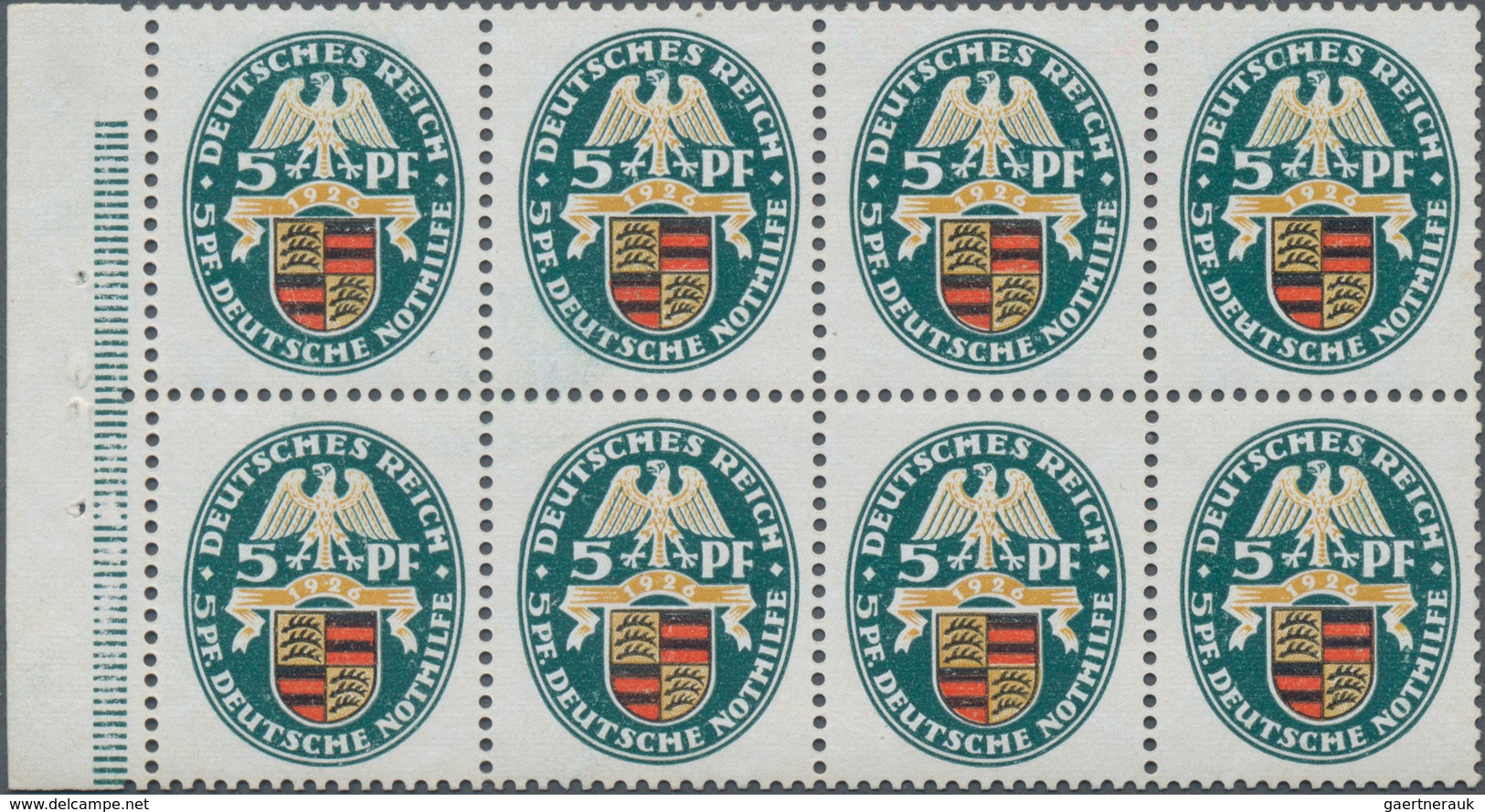 Deutsches Reich - Markenheftchenblätter: 1926, 5+5 Pfg. Nothilfe Landeswappen II, Heftchenblatt 54 B - Postzegelboekjes