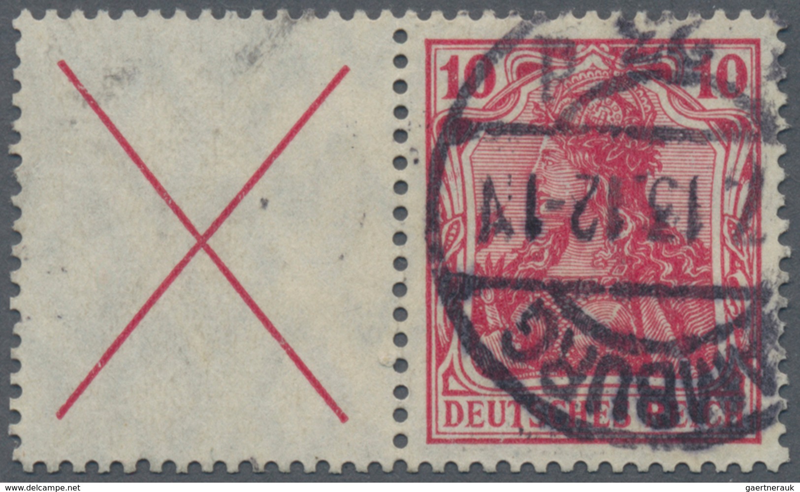 Deutsches Reich - Zusammendrucke: 1912, X + 10 Pfg. Germania, Zusammendruck Aus HBl. 8 Sauber Gestem - Se-Tenant