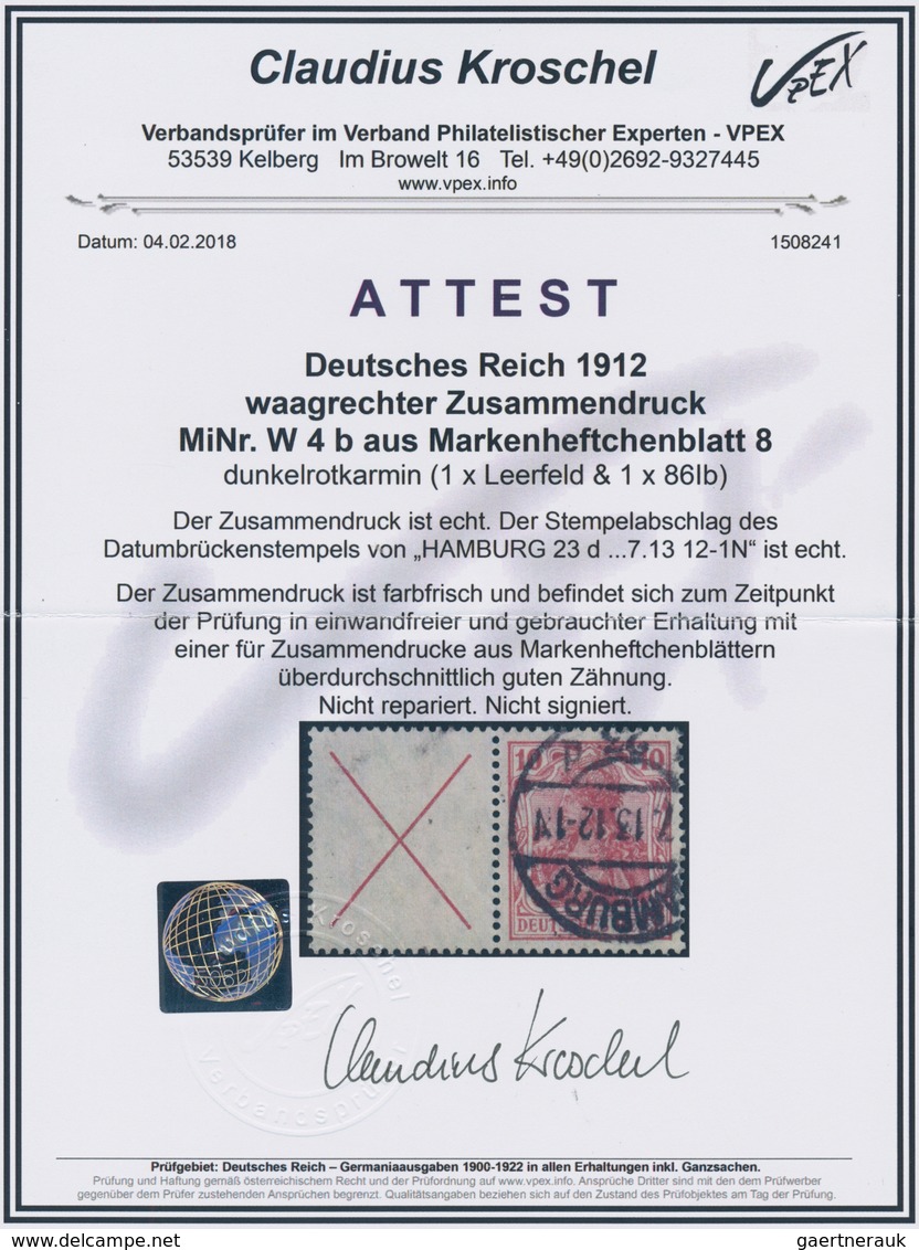 Deutsches Reich - Zusammendrucke: 1912, X + 10 Pfg. Germania, Zusammendruck Aus HBl. 8 Sauber Gestem - Zusammendrucke