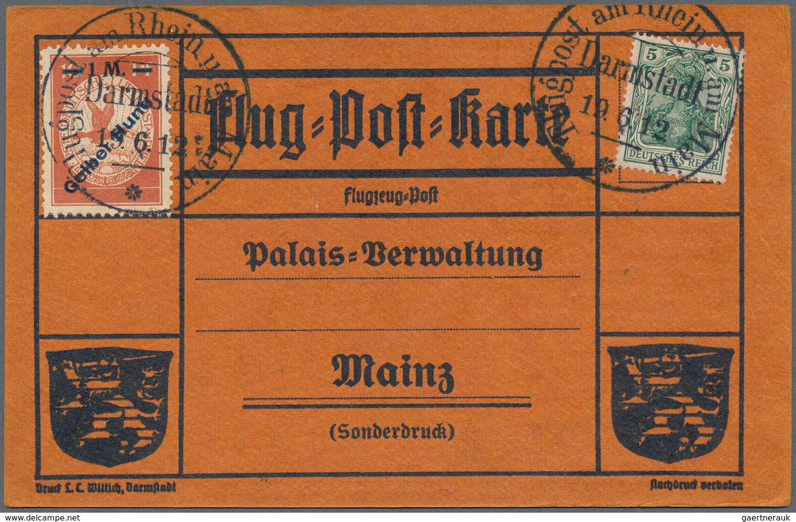 Deutsches Reich - Halbamtliche Flugmarken: 1912, 1 Mark Gelber Hund Mit Aufdruckfehler "Huna" (minim - Luft- Und Zeppelinpost