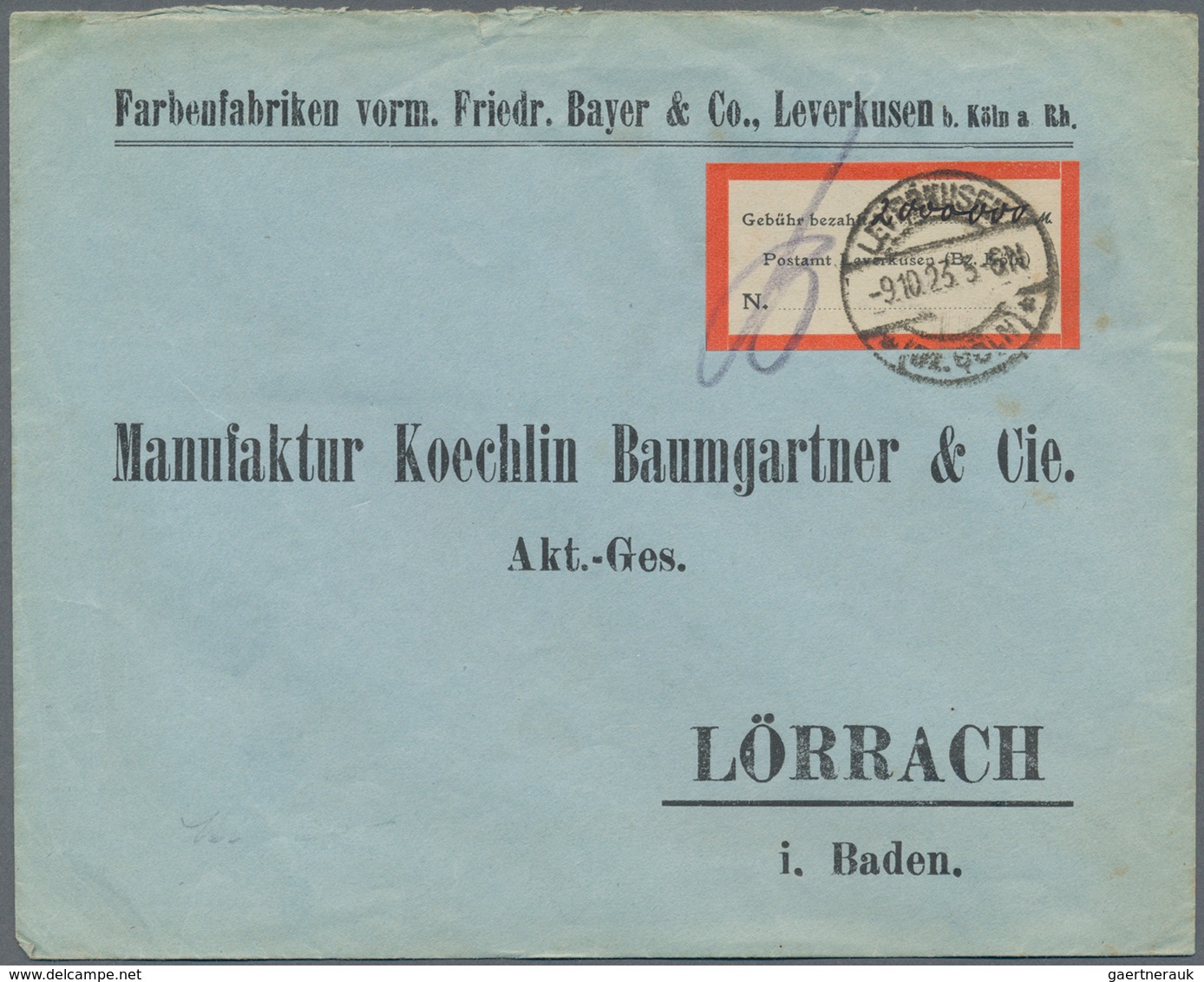 Deutsches Reich - Lokalausgaben 1918/23: LEVERKUSEN, BRAUNSCHWEIG: 1923, Braunschweig-Gebr. Behrens - Brieven En Documenten