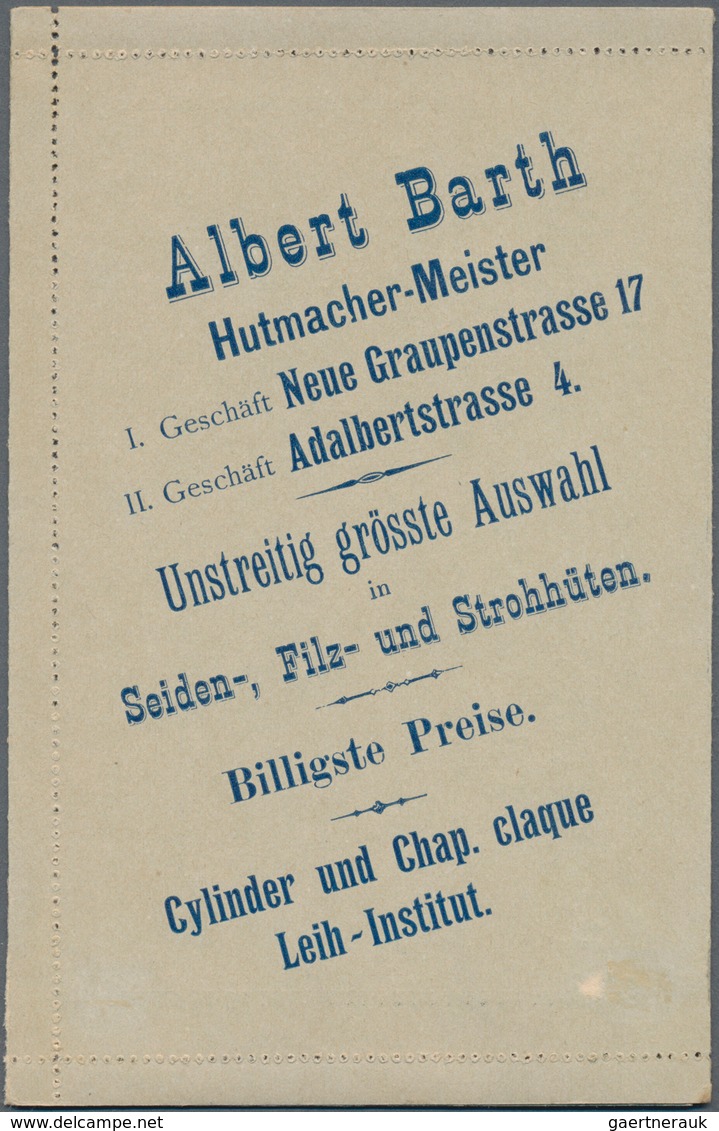 Deutsches Reich - Privatpost (Stadtpost): BRESLAU: 1 1/2 Pfg. Kartenbrief Der "Hansa", Rückseitig Un - Posta Privata & Locale