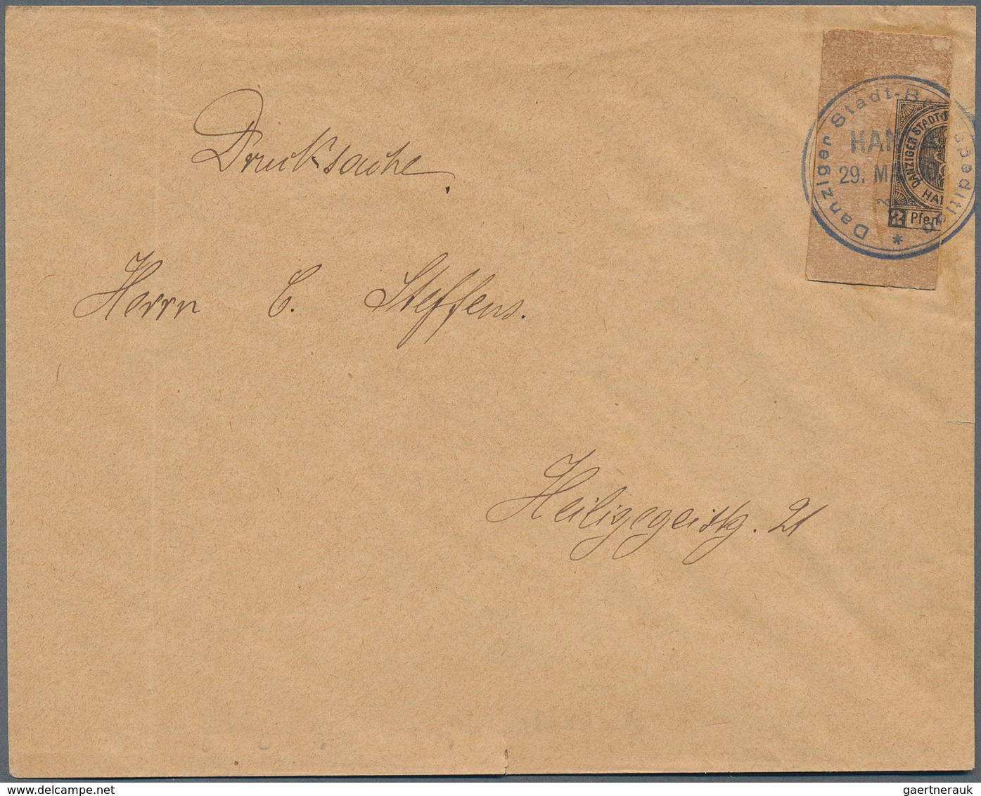 Deutsches Reich - Privatpost (Stadtpost): DANZIG - Stadt-Brief-Spedition: 1890, Ganzsachenausschnitt - Posta Privata & Locale