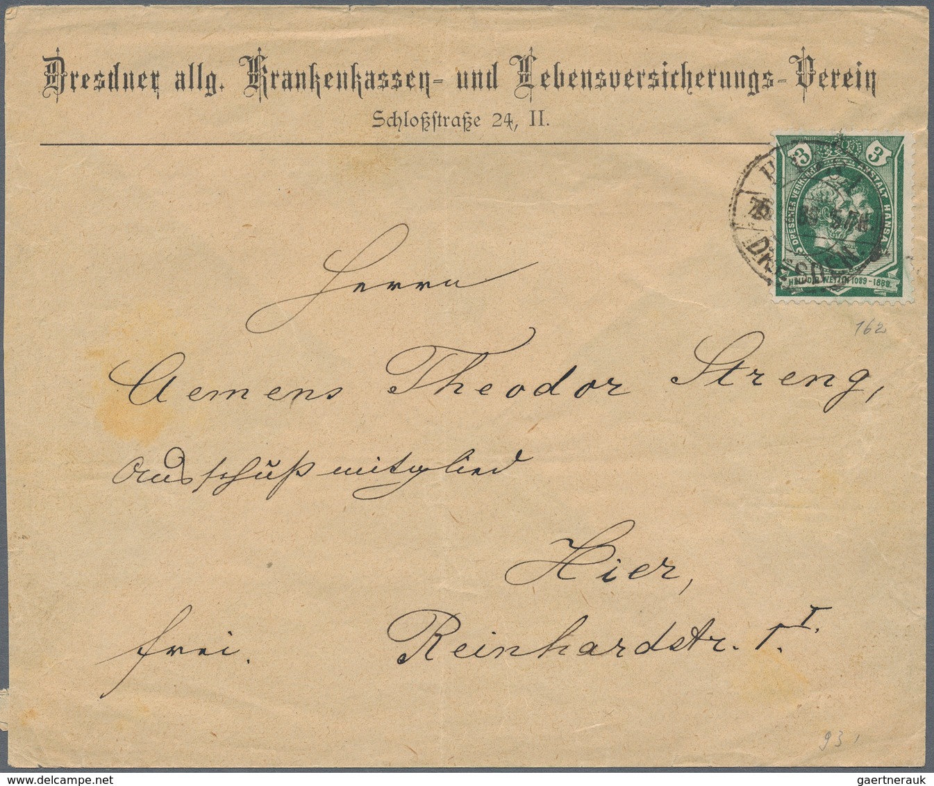 Deutsches Reich - Privatpost (Stadtpost): DRESDEN (Hansa), Königshaus Wettin, 3 Belege Mit Einzelfra - Posta Privata & Locale