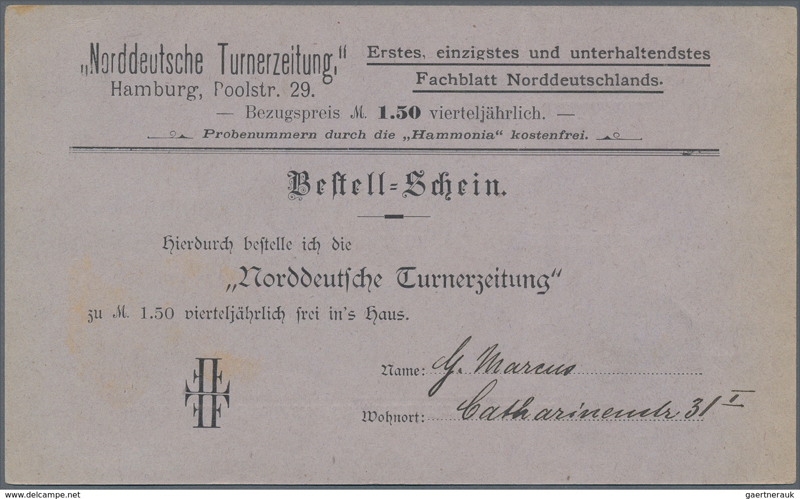 Deutsches Reich - Privatpost (Stadtpost): 1890 Private Stadtpost Hamburg 2 Pfennig Schwarz Auf Priva - Posta Privata & Locale