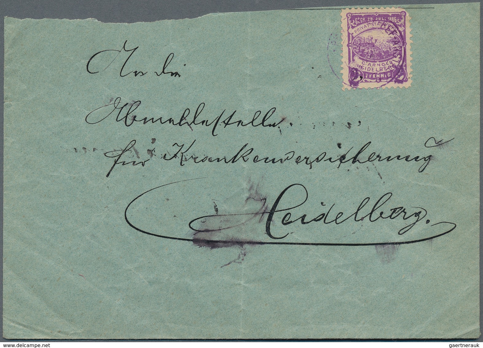 Deutsches Reich - Privatpost (Stadtpost): HEIDELBERG: 2 Pfg Auf 3 Pfg Violett, Extrem Seltene Marke - Posta Privata & Locale