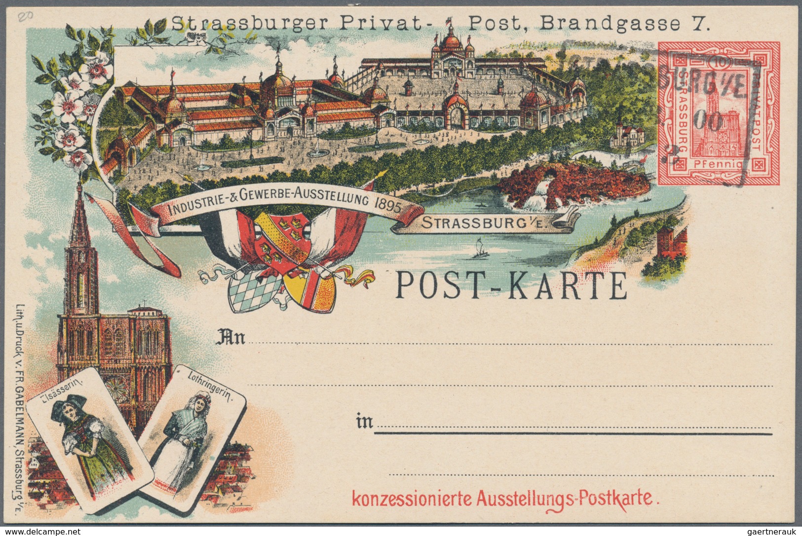 Deutsches Reich - Privatpost (Stadtpost): STRASSBURG: Privat-Brief-Verkehr 10 Pfg. Rot, Mehrfarbige - Private & Lokale Post