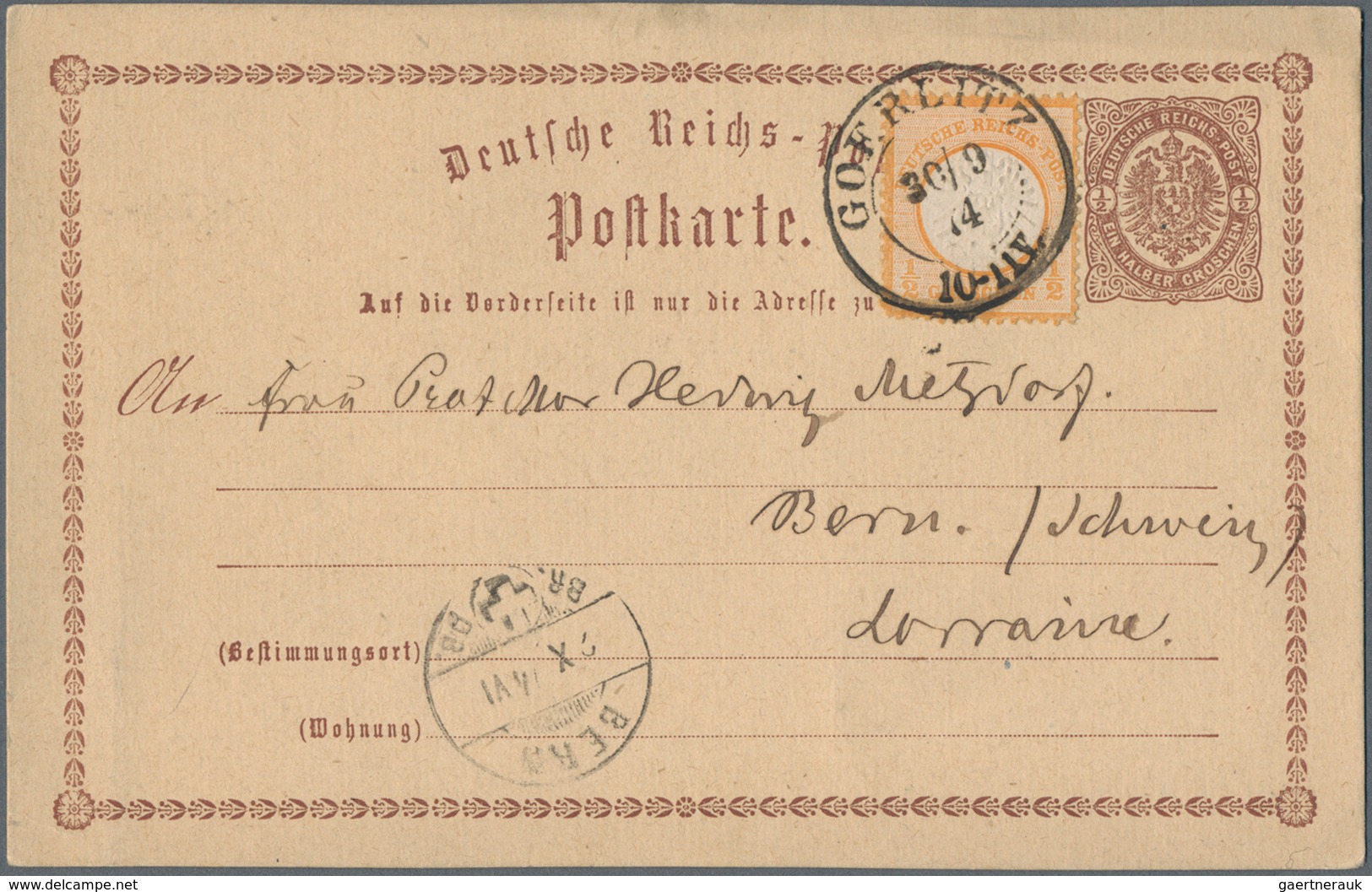 Deutsches Reich - Ganzsachen: 1874, Lot Von Drei Auffrankierten Karten In Die Schweiz An Dieselbe Ad - Altri & Non Classificati