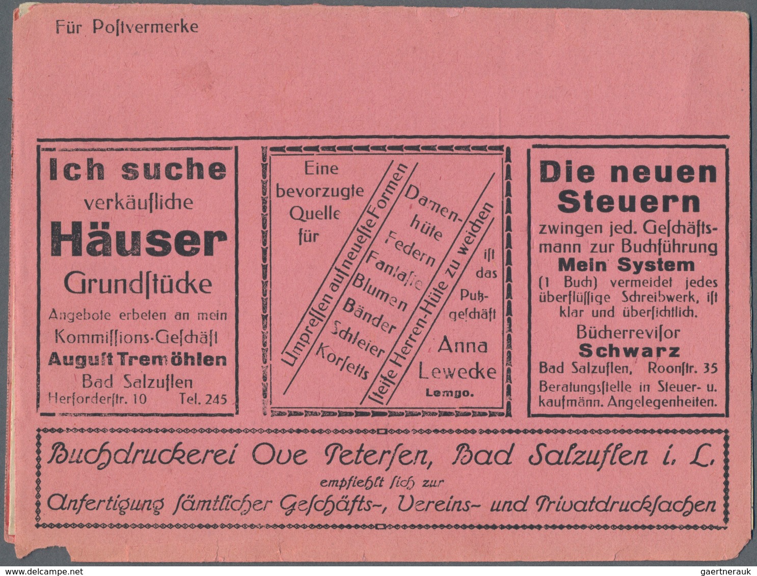 Deutsches Reich - Ganzsachen: 1921 (ca). Porto-Sparbrief 40 Pf Germania, Innen Und Außen Mit Vielen - Andere & Zonder Classificatie