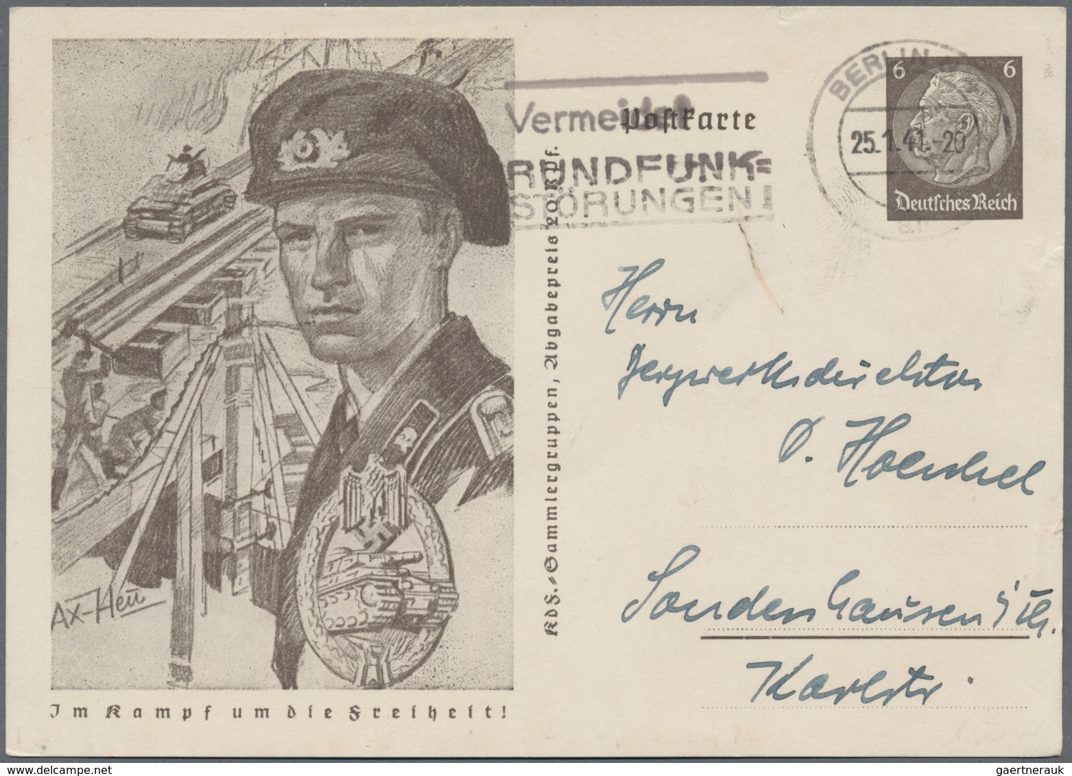 Deutsches Reich - Ganzsachen: 1941. Postkarte 6 Pf KdF-Sammlergruppen, Abb: Panzertruppe. Bedarf Mit - Andere & Zonder Classificatie