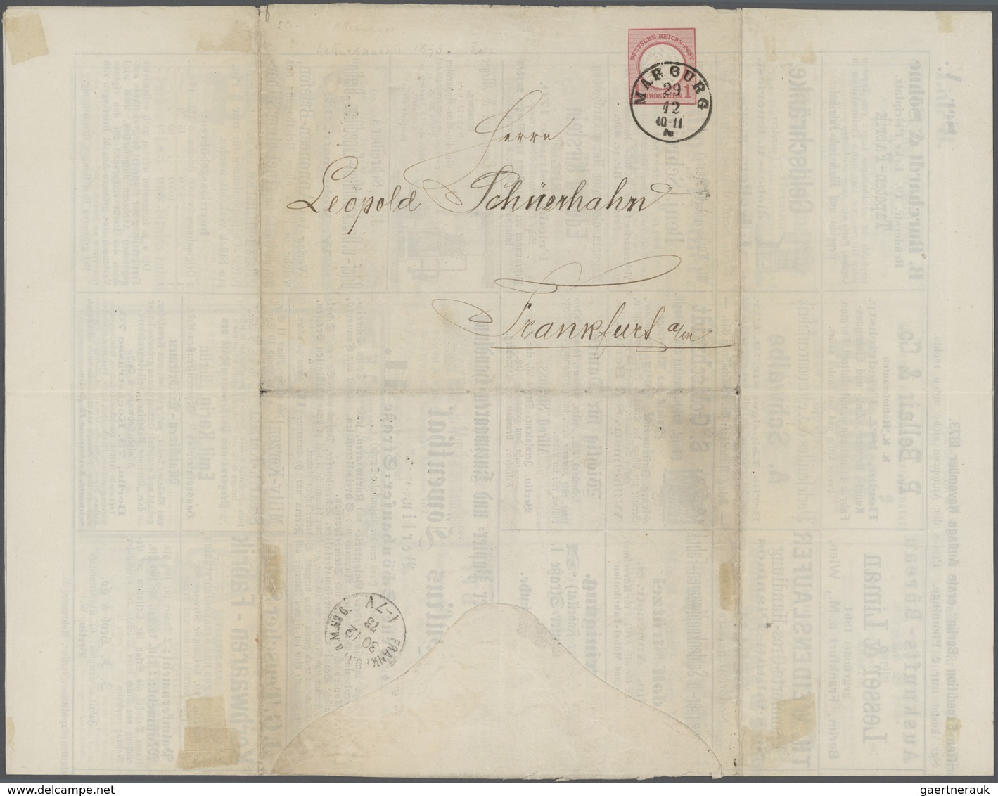 Deutsches Reich - Privatganzsachen: 1872, Private Annoncenbrief-Ganzsache 1 Gr. "J.J.Schreibers .. E - Sonstige & Ohne Zuordnung