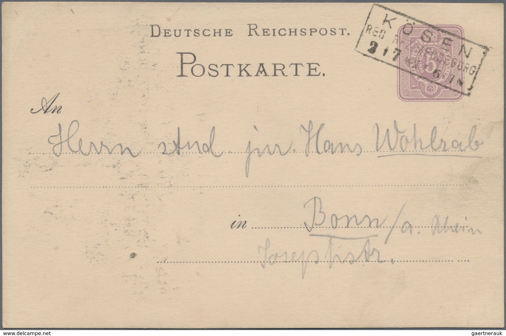 Deutsches Reich - Privatganzsachen: 1887. Privat-Postkarte 5 Pf Ziffer "Rudelsburg". Gebraucht Von " - Sonstige & Ohne Zuordnung