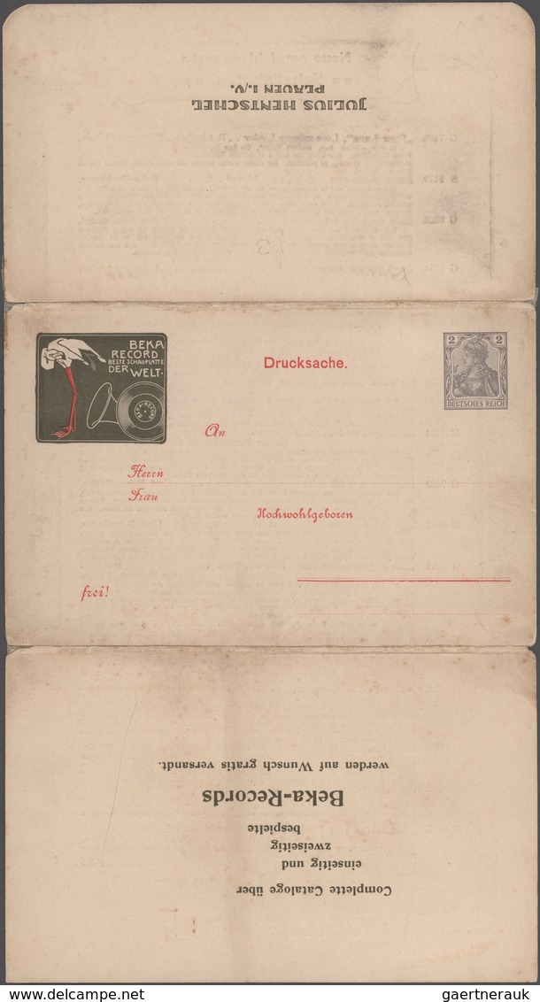 Deutsches Reich - Privatganzsachen: 1905 (ca). Dreifach-Klappkarte 2 Pf Germania "BEKA RECORD, Beste - Altri & Non Classificati