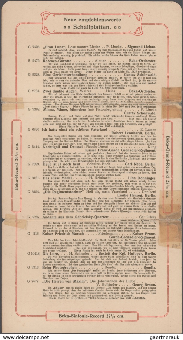 Deutsches Reich - Privatganzsachen: 1905 (ca). Dreifach-Klappkarte 2 Pf Germania "BEKA RECORD, Beste - Altri & Non Classificati