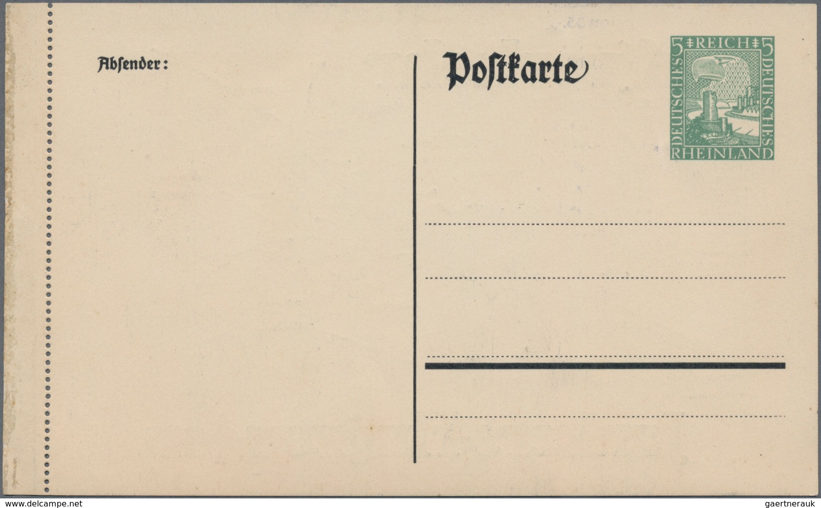 Deutsches Reich - Privatganzsachen: 1925 (ca). Privat-Postkarte 5 Pf Rheinlandfeier "Junkers-Luftver - Andere & Zonder Classificatie