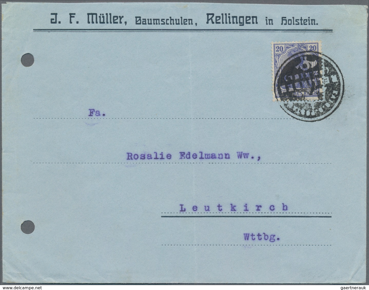 Deutsches Reich - Stempel: 1920, "KAIS. D. POSTAMT RELLINGEN"/Schlesw.Holst. Post-Siegel-Stempel Auf - Maschinenstempel (EMA)