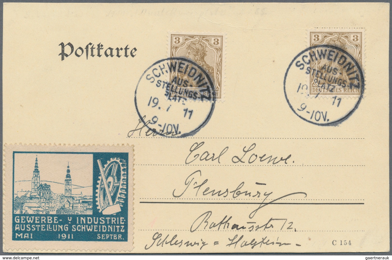 Deutsches Reich - Stempel: 1911, "SCHWEIDNITZ/AUS-STELLUNGS-PLATZ", Sonderstempel (Bochmann Nr. 1) D - Maschinenstempel (EMA)