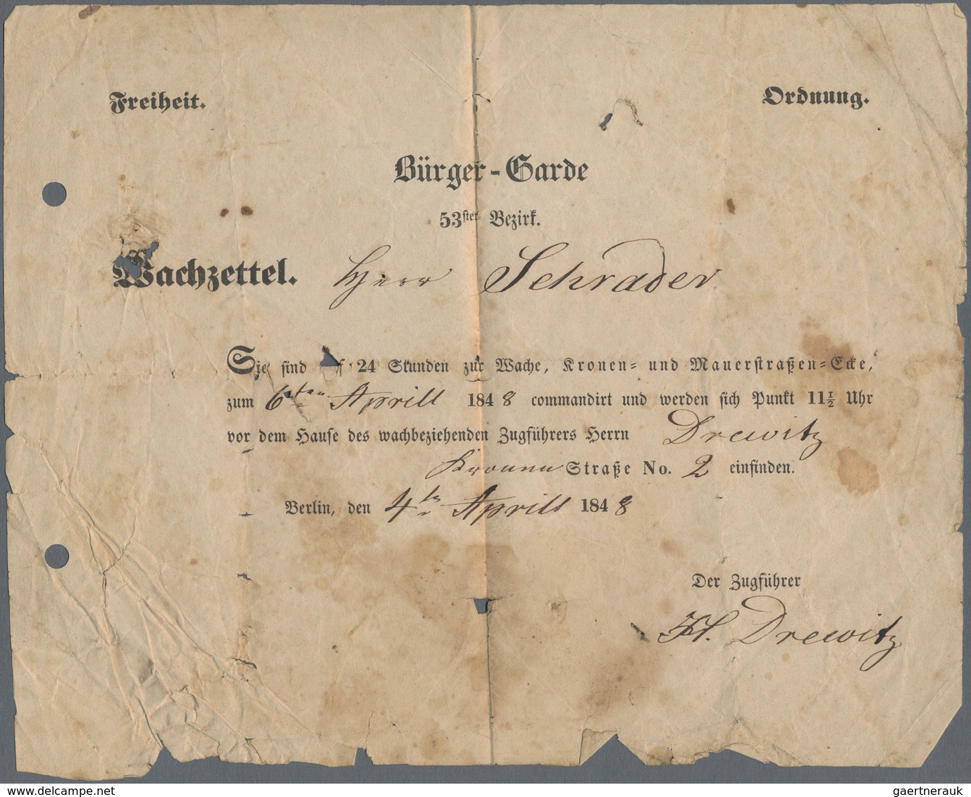 Deutsches Reich - Besonderheiten: 1848, 2.May, Marienborn, Gesiegelte Legitimationsbestätigung Für H - Altri & Non Classificati