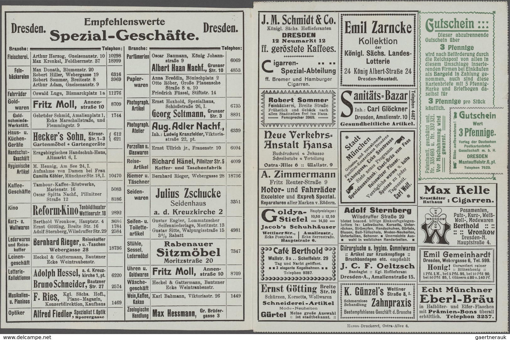 Deutsches Reich - Besonderheiten: 1908, Dtsch. Reich/Privat-Anzeigen-Kartenbrief 5Pf Germania (Dresd - Andere & Zonder Classificatie