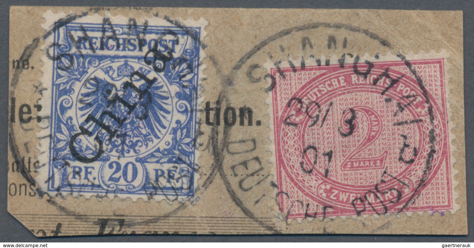 Deutsche Post In China - Vorläufer: 1898/1901, 2 Marks Rötlichkarmin In MiF Mit 20 Pf Aufdruckwert S - China (kantoren)