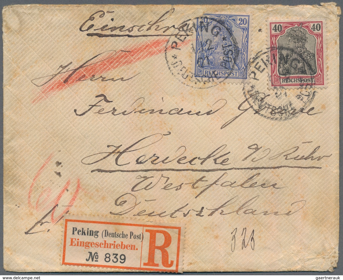 Deutsche Post In China - Vorläufer: 1901, 20 Pf Reichspost Und 40 Pf Desgl. Entwertet Mit K1 PEKING - China (kantoren)