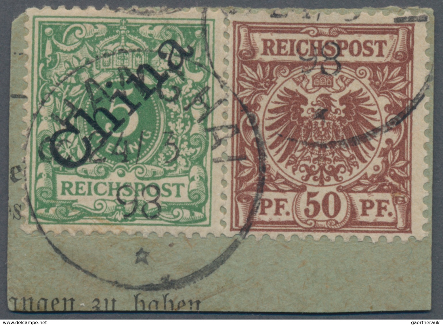Deutsche Post In China - Mitläufer: 1898, 50 Pf Lebhaftrötlichbraun In Mischfrankatur Mit 5 Pf Opalg - China (kantoren)