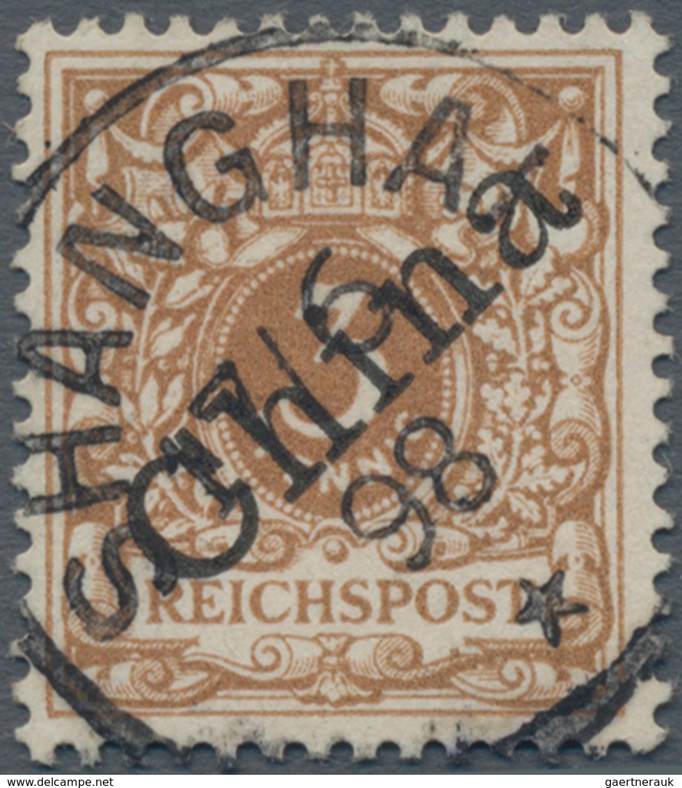Deutsche Post In China: 1898, 3 Pf Hellockerbraun Diagonaler Aufdruck, Perfekt Und Zentrisch Entwert - Deutsche Post In China