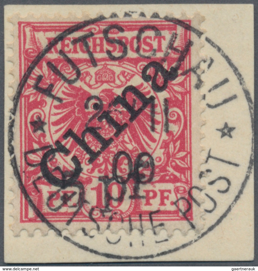 Deutsche Post In China: 1900, 5 Pfg. Auf 10 Pfg. Lilarot, Diagonaler Aufdruck, 2. Auflage Auf Kabine - China (kantoren)