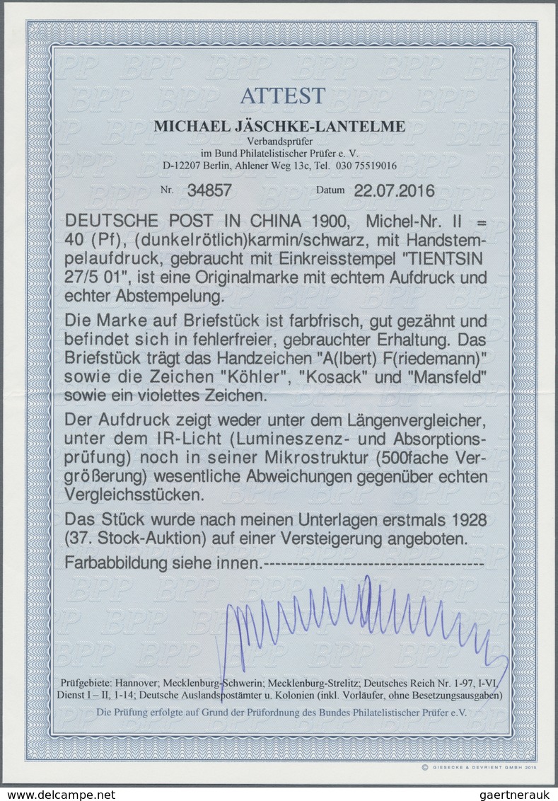 Deutsche Post In China: 1900/1901, Handstempelaufdruck Auf 40 Pfg., Amtlich Nicht Verausgabter Wert, - China (kantoren)
