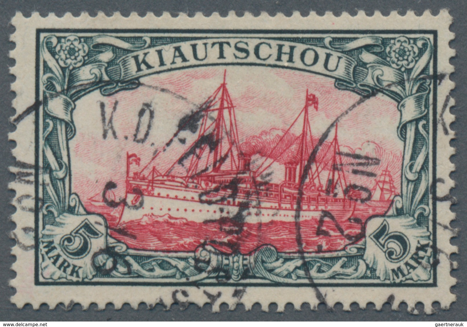 Deutsche Post In China: 1901, Petschili, Kiautschou 5 Mark Schiffszeichnung, Farbfrisch, Rechts Oben - China (kantoren)